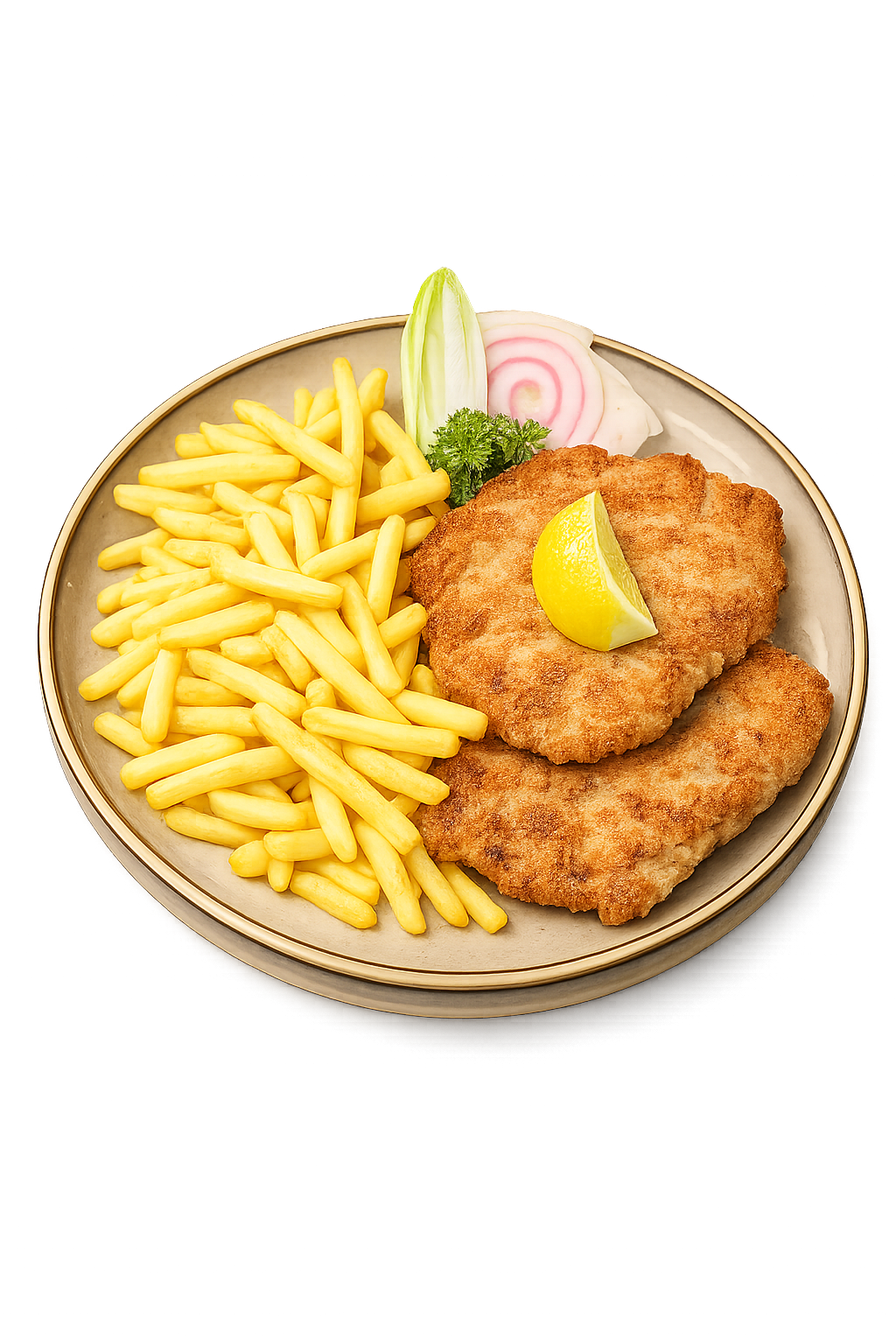 Paniertes Schnitzel mit Pommes Frites oder Salat