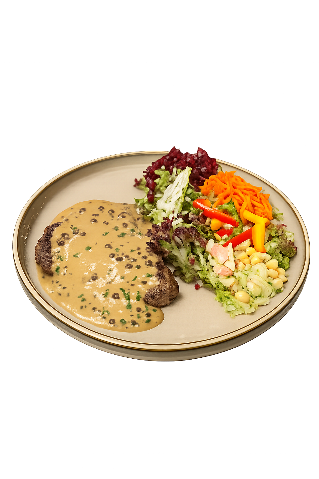 Rinds-Entrecôte «Café de Paris oder Pfeffersaucе»